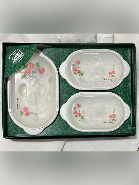 Other - Rose Leaf pattern food storage containers in box